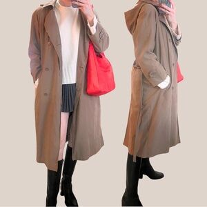 London Fog Limited Edition Light Brown Long Belted Trench Coat w/ Hood